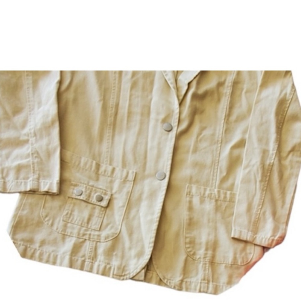 CURVE APPEAL Cream Cotton Soft Denim-Like Jacket Women’s Size Small - Picture 6 of 8